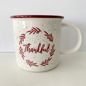 Oversized Mug - "Thankful" with Floral Wreath